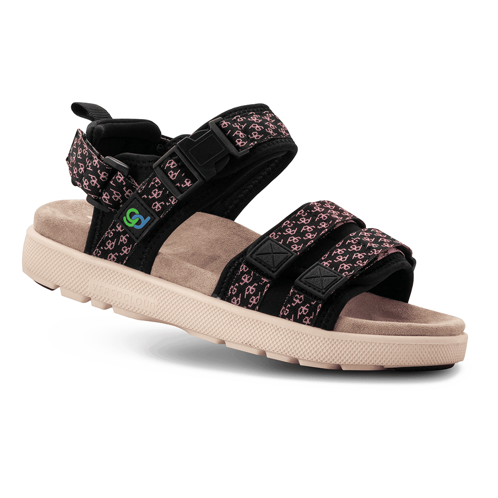Re-Defy Women's Cafe Sandals Black Pink - YB7214FP